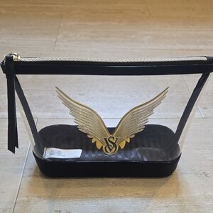 Victoria's Secret Golden Angel Wing Emblem Unique Zipper Travel Pouch